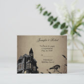 Carte postale RSVP de mariage de la maison gothiqu (Debout devant)