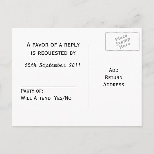 Carte postale RSVP de mariage de pingouin Insertio (Dos)