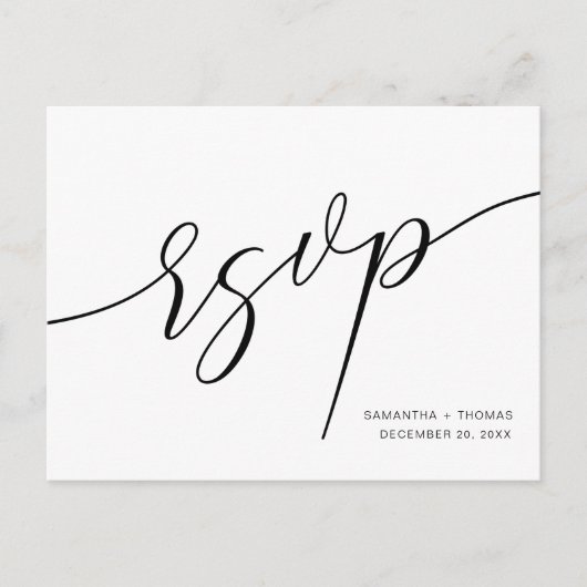 Carte postale RSVP de mariage de script de calligr (Devant)