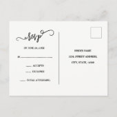 Carte postale RSVP de mariage de script photo (Dos)