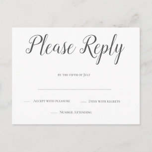 Carte postale rsvp de mariage en gris moderne