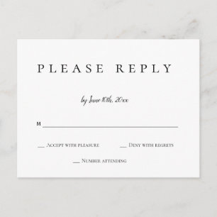 Carte postale rsvp de mariage en réponse simple