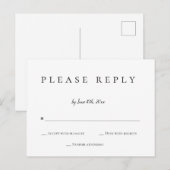 Carte postale rsvp de mariage en réponse simple (Devant / Derrière)