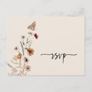 Carte postale RSVP de mariage fleur sauvage