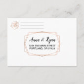 Carte postale RSVP de mariage géométrique en or si (Dos)