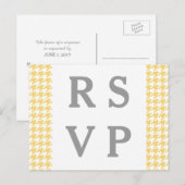Carte postale RSVP de mariage Houndstooth jaune (Devant / Derrière)