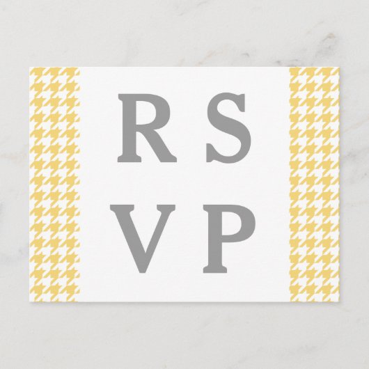 Carte postale RSVP de mariage Houndstooth jaune (Devant)