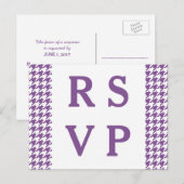 Carte postale RSVP de mariage Houndstooth violet (Devant / Derrière)