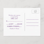 Carte postale RSVP de mariage Houndstooth violet (Dos)