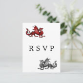 Carte postale RSVP de mariage pour dragon d'argent (Debout devant)