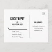 Carte postale RSVP de mariage pour typographie sim (Dos)