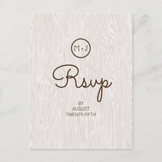 Carte postale RSVP de mariage rustique moderne en (Devant)