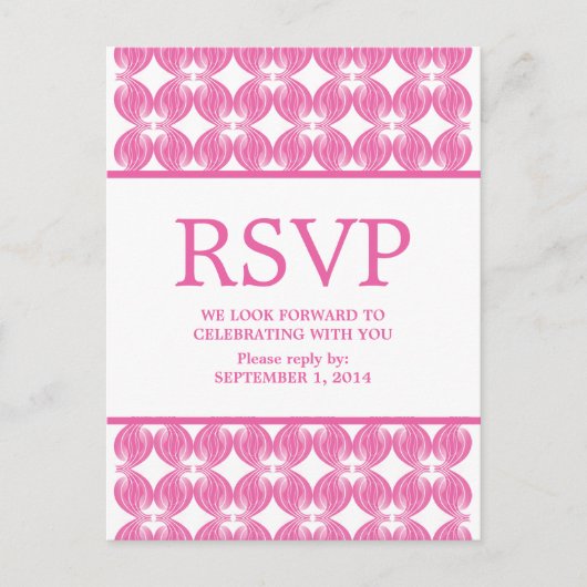 Carte postale RSVP de style moderne rose (Devant)