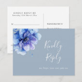 Carte postale RSVP Dusty Blue Floral (Devant / Derrière)