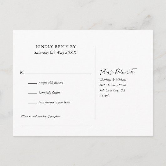 Carte postale RSVP Dusty Blue Greenery (Dos)