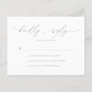 Carte postale RSVP Dusty Blue Grey Minimalist Wedd
