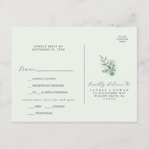 Carte postale RSVP Elégant Menu Vert Choix