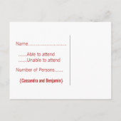 Carte postale RSVP Embrace de Love, rouge (Dos)