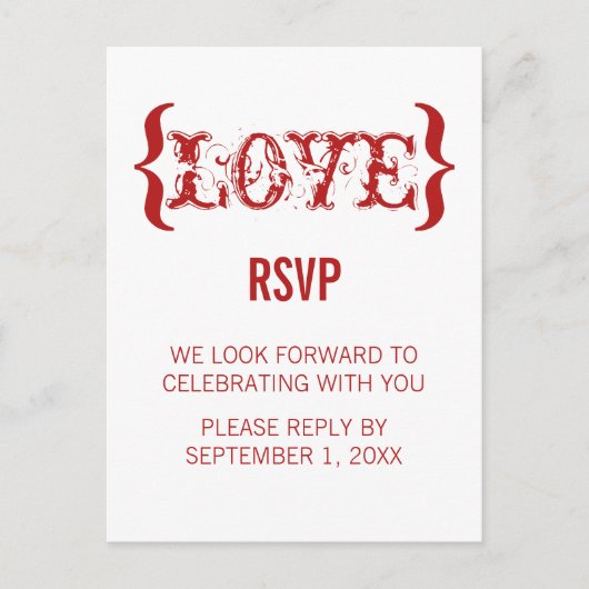 Carte postale RSVP Embrace de Love, rouge (Devant)