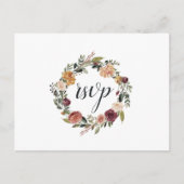 Carte postale RSVP en fleurs rustiques avec choix  (Devant)