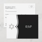 Carte postale RSVP étoile de David noir et blanc (Devant / Derrière)
