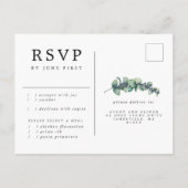Carte postale RSVP Eucalyptus Berry Wreath Wedding (Dos)