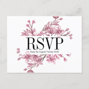 Carte postale RSVP Fleur de mariage rose cerise