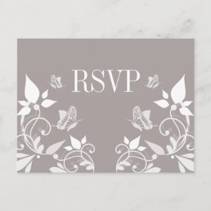 Carte postale RSVP fleurie de papillon ivoire