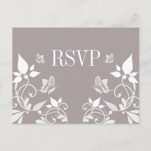 Carte postale RSVP fleurie de papillon ivoire (Devant)
