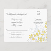 Carte postale RSVP fleurie jaune, gris et blanc (Dos)