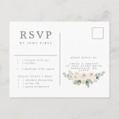 Carte postale RSVP Floral Rose blanche avec choix  (Dos)