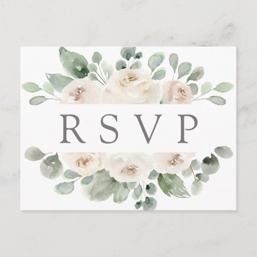 Carte postale RSVP Floral Rose blanche avec choix  (Devant)