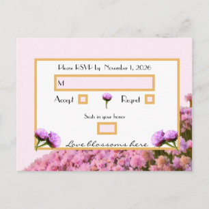 Carte Postale RSVP floral rose et or