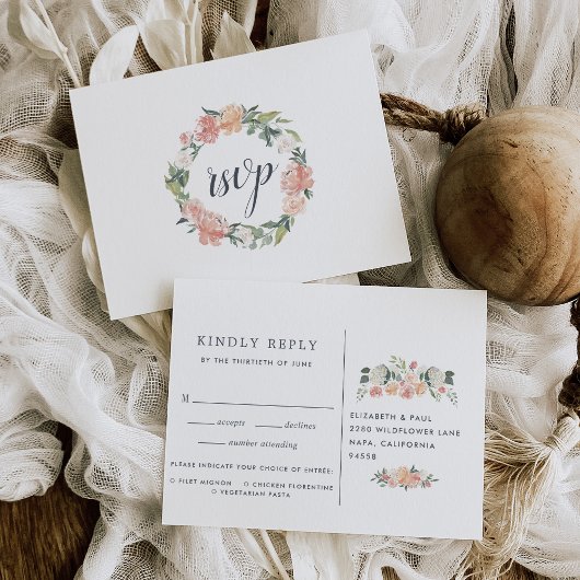 Carte postale RSVP Florale de mi-été avec choix de