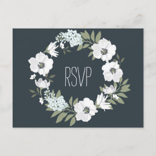 Carte postale RSVP Florale Mariage Avec Couronne B