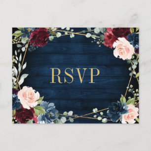 Carte postale RSVP Flush Floral Blush de la marine
