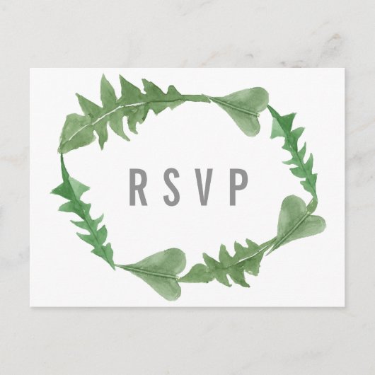 Carte postale RSVP Foliage Aquarelle verte (Devant)