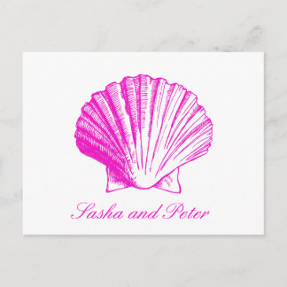 Carte postale RSVP Fuscia Shell Beach Wedding