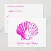 Carte postale RSVP Fuscia Shell Beach Wedding (Devant / Derrière)