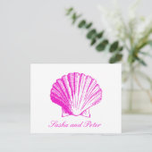 Carte postale RSVP Fuscia Shell Beach Wedding (Debout devant)