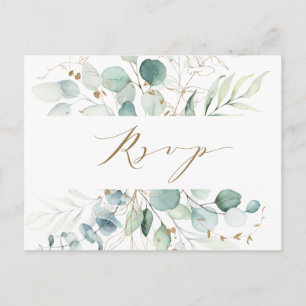 Carte postale RSVP Gold et Green Botanical Wedding
