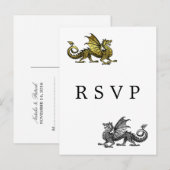 Carte postale RSVP Gold Silver Dragon Wedding (Devant / Derrière)