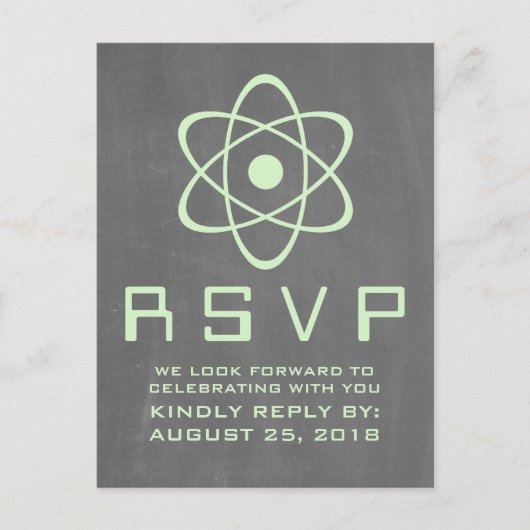 Carte postale RSVP Green Atomic Chalkboard (Devant)