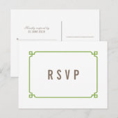 Carte postale RSVP Green Deco Chic Wedding (Devant / Derrière)