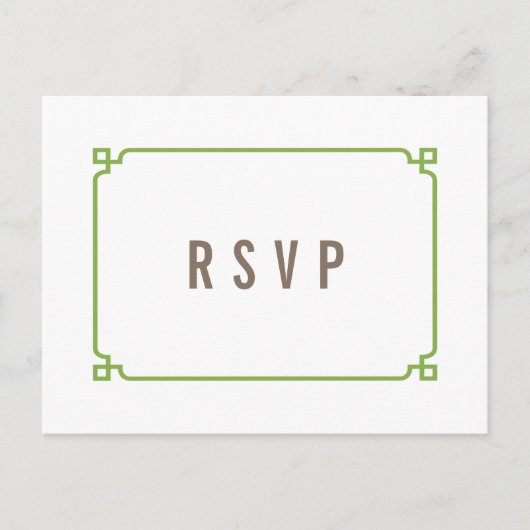 Carte postale RSVP Green Deco Chic Wedding (Devant)