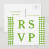 Carte postale RSVP Green Houndstooth Wedding (Devant / Derrière)