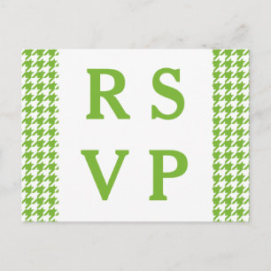 Carte postale RSVP Green Houndstooth Wedding
