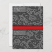 Carte postale RSVP Gris et rouge Damas (Dos)