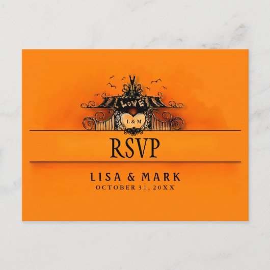 Carte Postale RSVP Halloween - Orange & Black Love (Devant)