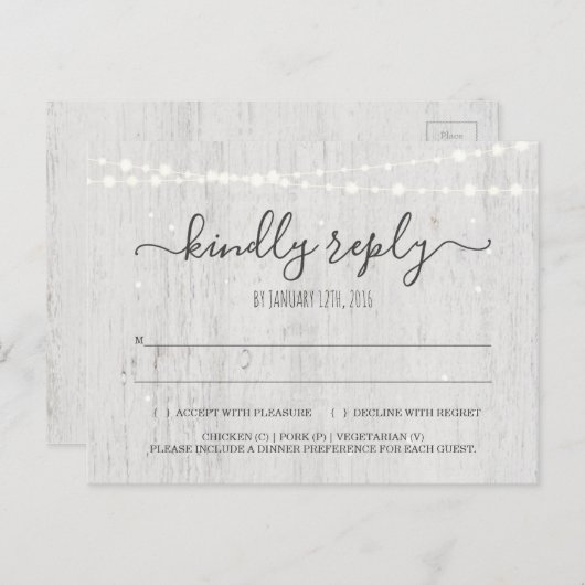 Carte postale RSVP | Hiver rustique (Devant / Derrière)